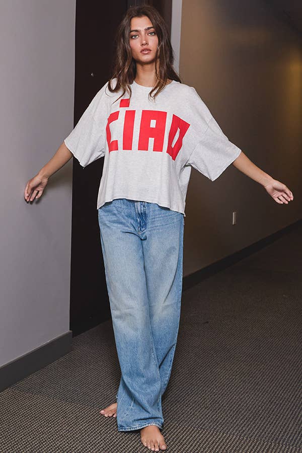 Women's 'CIAO' Graphic Jersey Boxy Crop Top