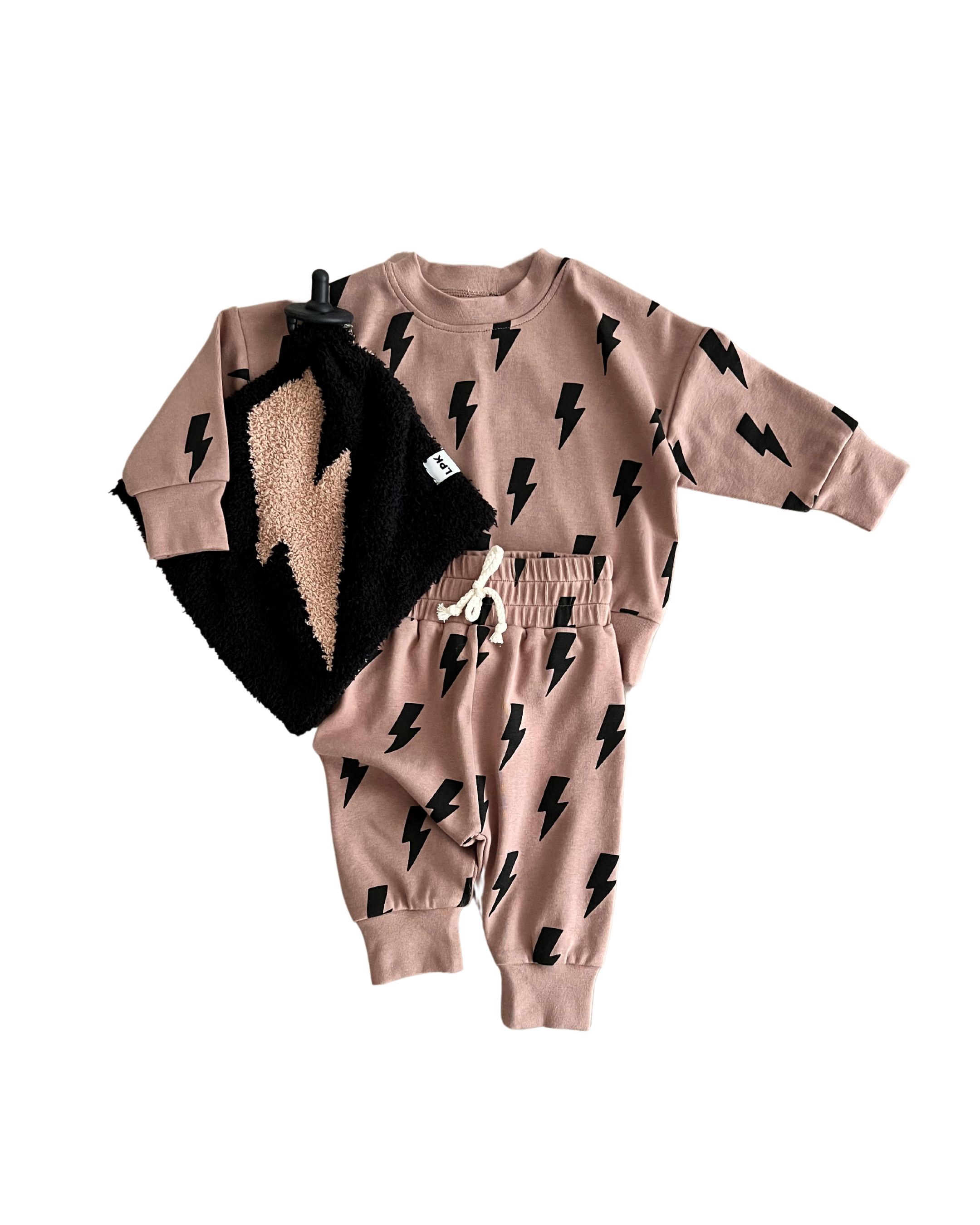 Lucky Panda Kids Jogger Set - Mocha Bolts