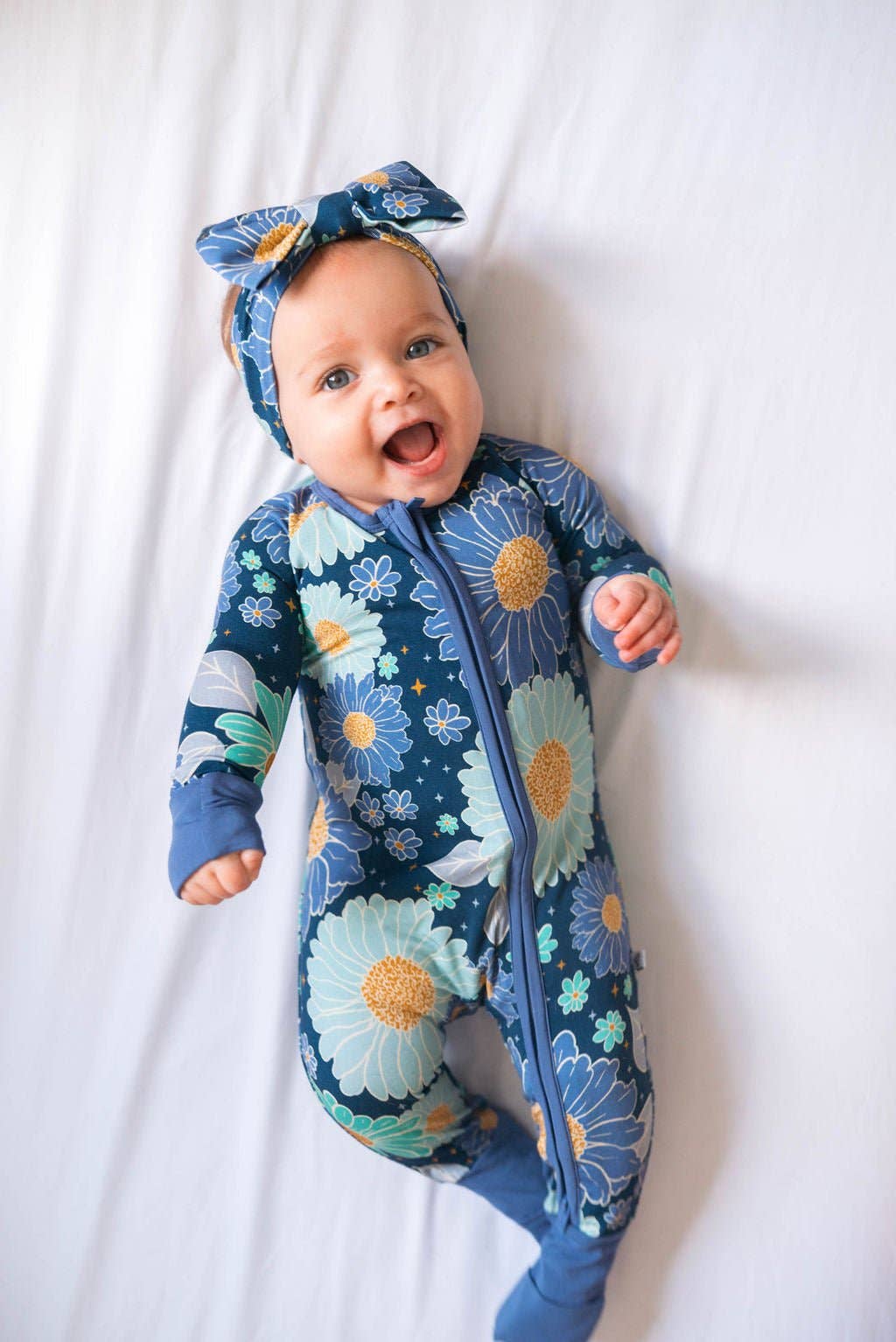 Jammie Session Bamboo Romper - Bluepsie Daisy (Final Sale)