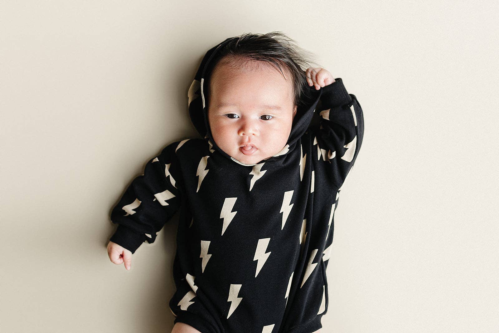 Lucky Panda Kids Hooded Bubble Romper - Black Bolts