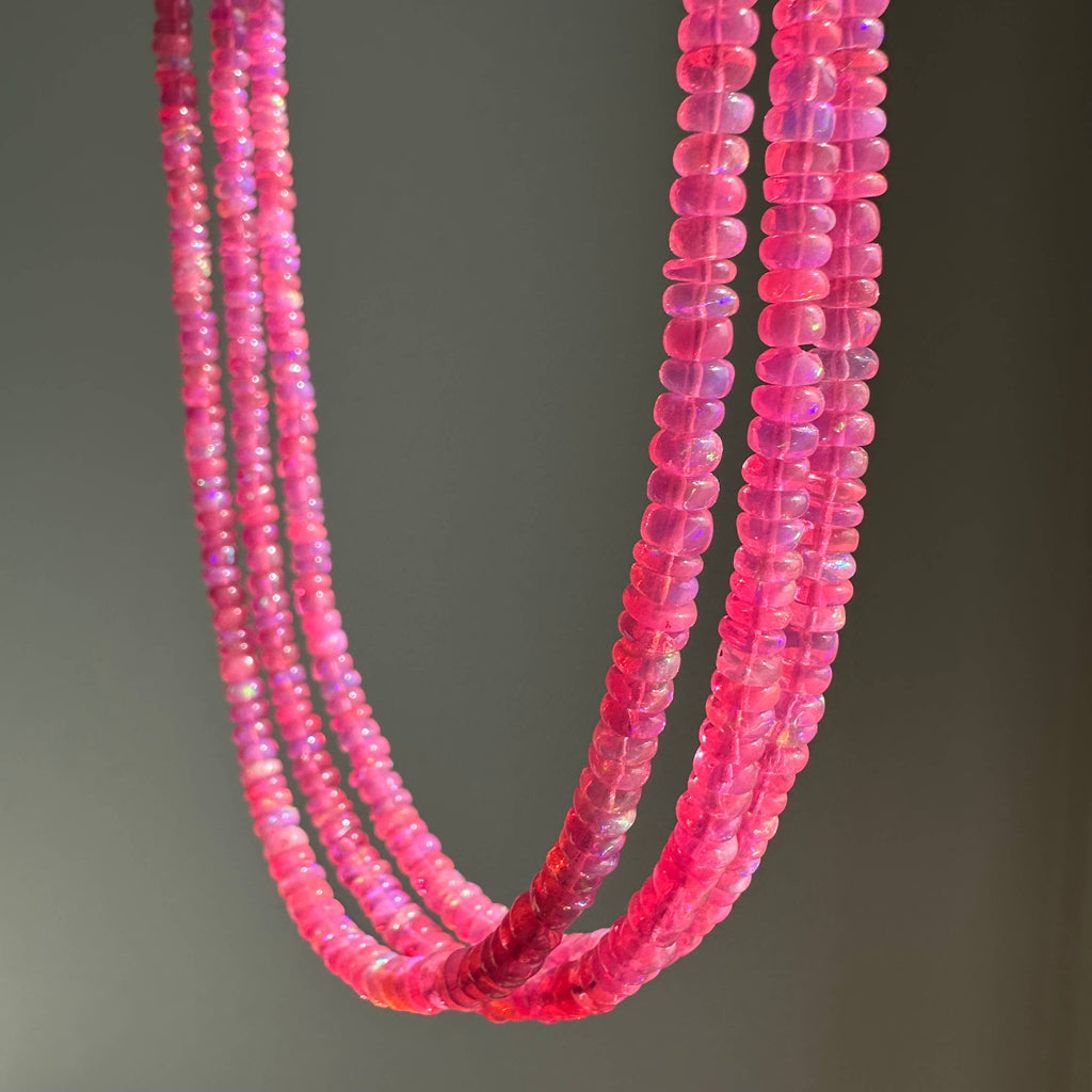 Anokhi Green Handmade Gemstone Necklace - Bright Neon Pink Opal