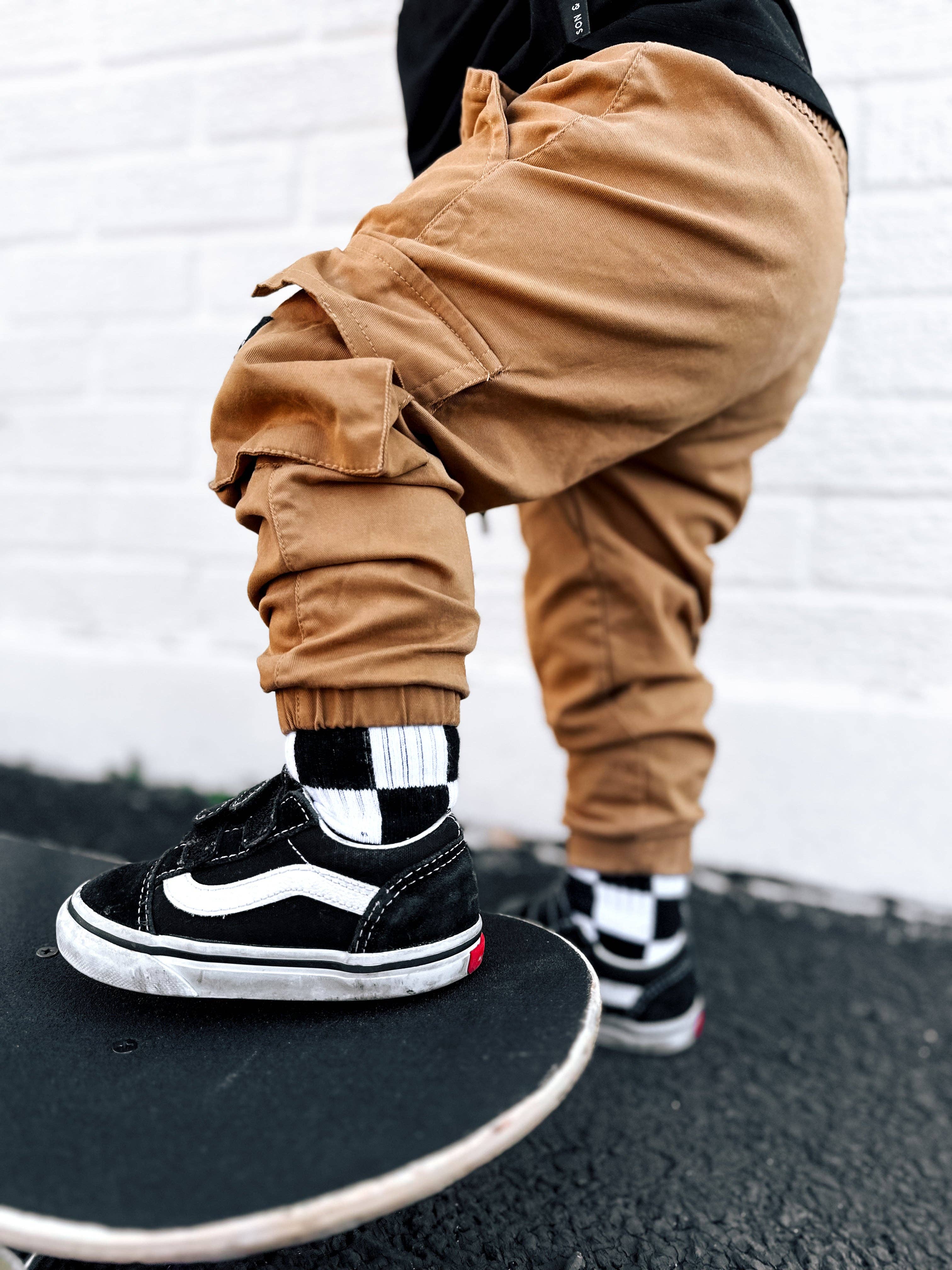 Kickin it up Socks - Black + White Checker