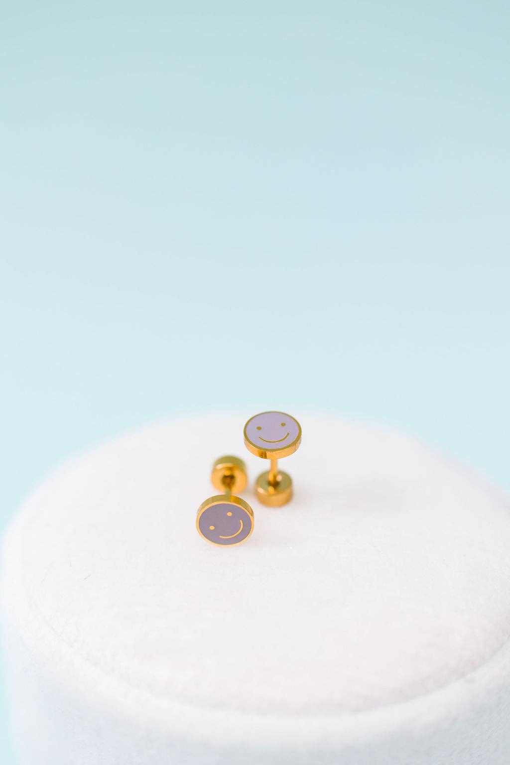 Desert Peach - Lavender Smiley Stud Earrings