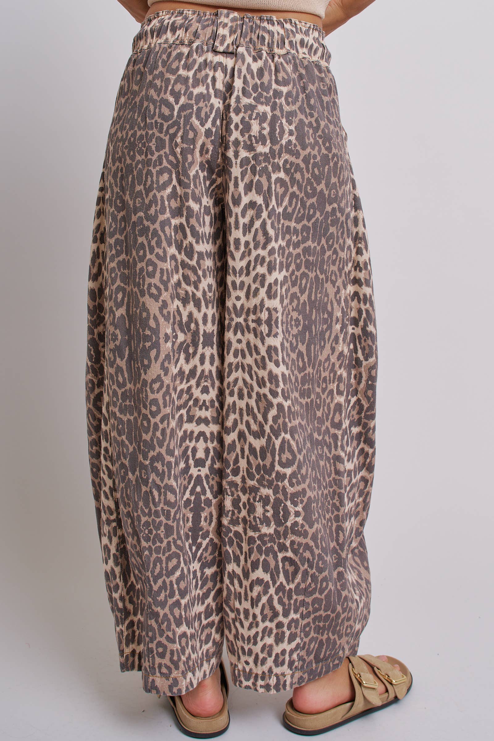 Women's Rope Drawstring Balloon Pants - Leopard
