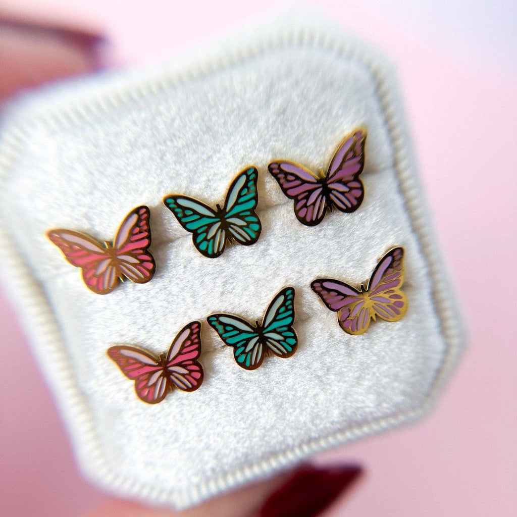 Desert Peach - Butterfly Stud Earrings