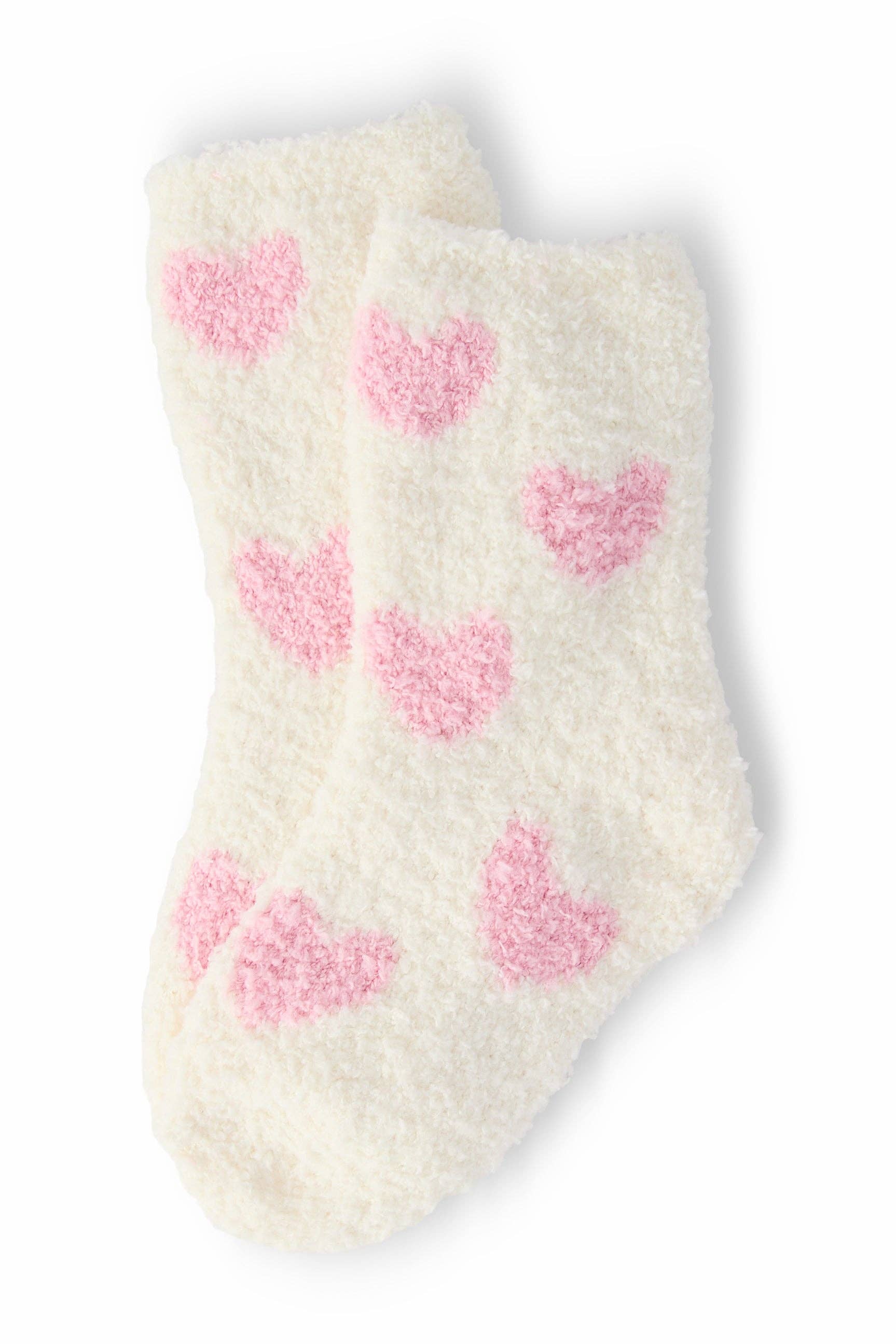 Mila & Rose - Coconut/Light Pink Heart Cozy Socks