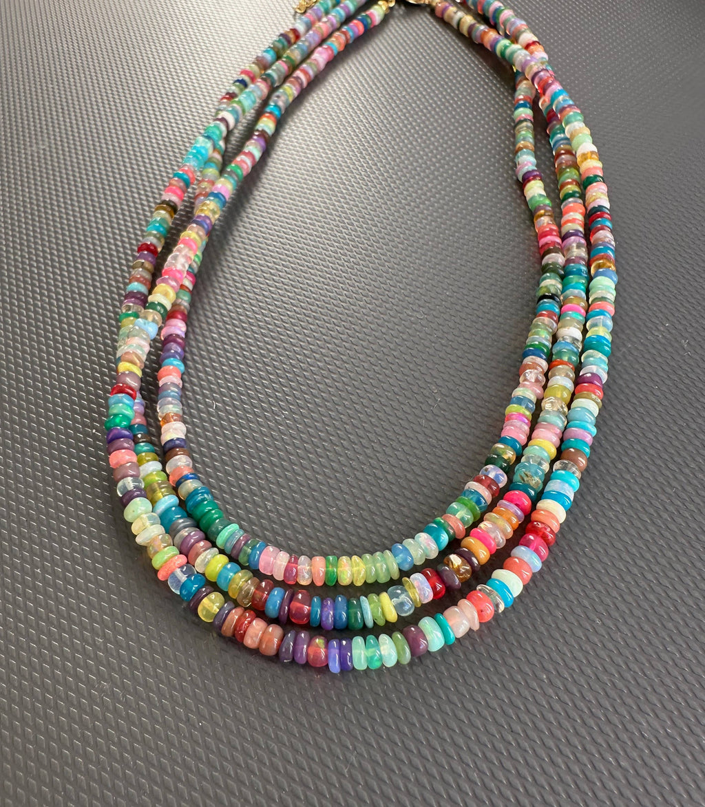 Anokhi Green Handmade Gemstone Necklace - Bright Multicolour Opal