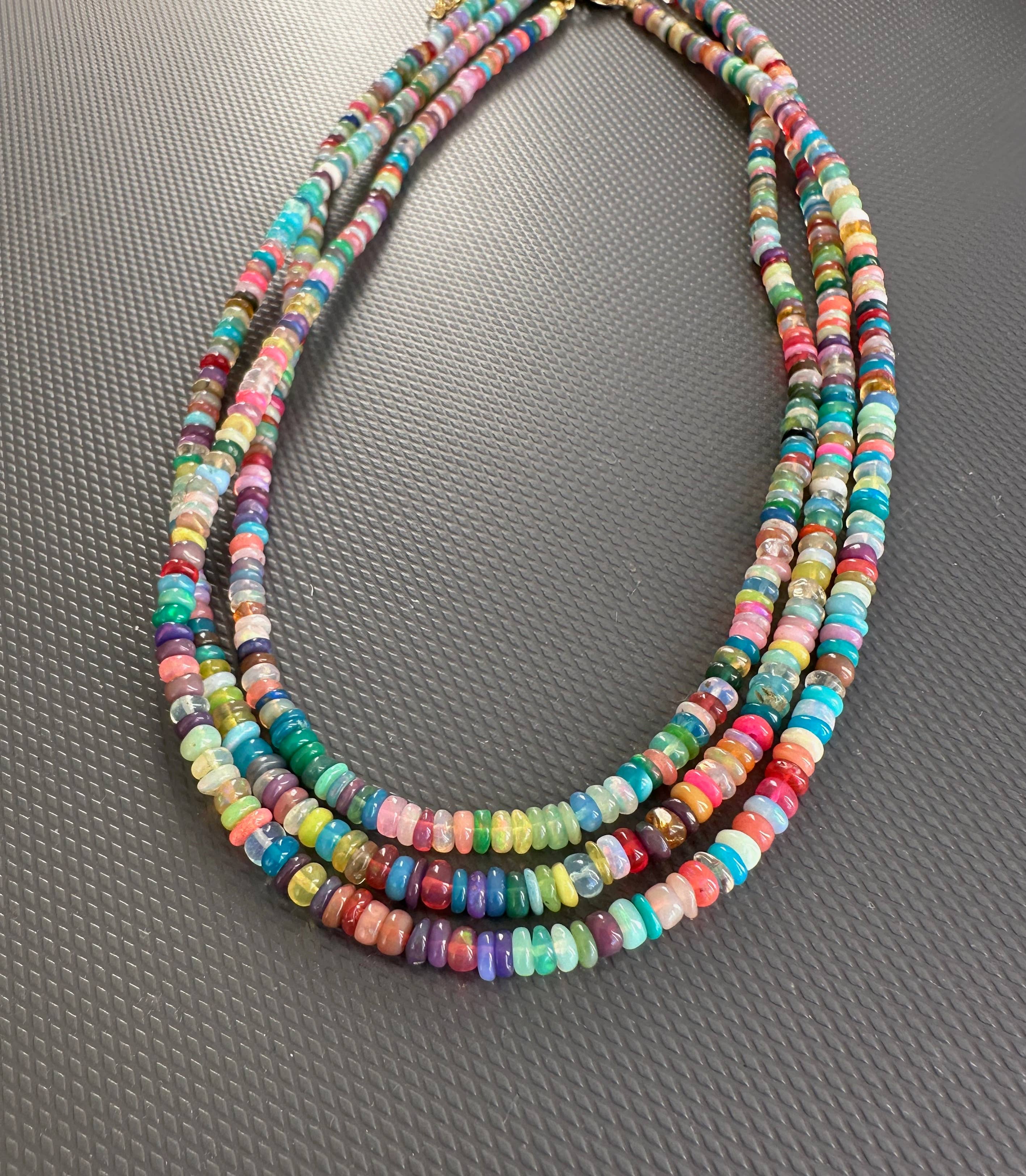 Anokhi Green Handmade Gemstone Necklace - Bright Multicolour Opal