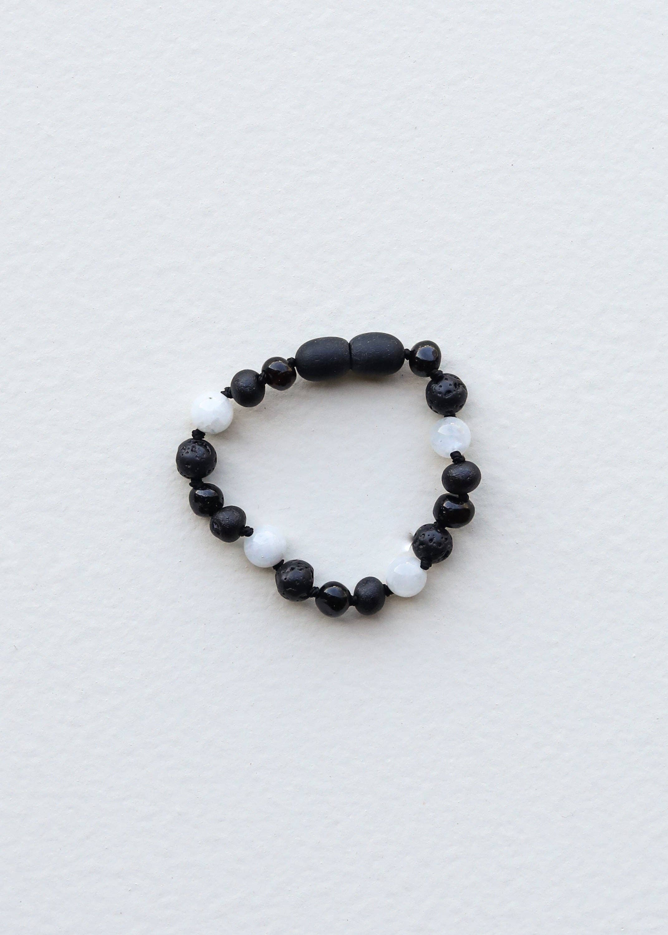 CanyonLeaf - Raw Black Baltic Amber + Moonstone || Anklet or Bracelet