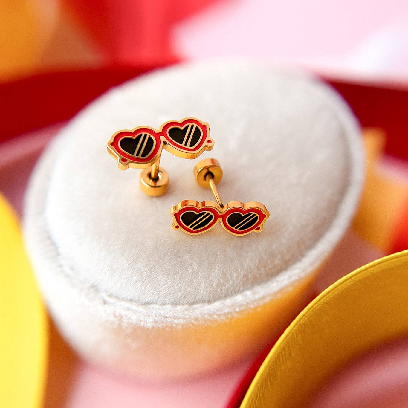 Desert Peach - Red Heart Sunglasses Stud Earrings