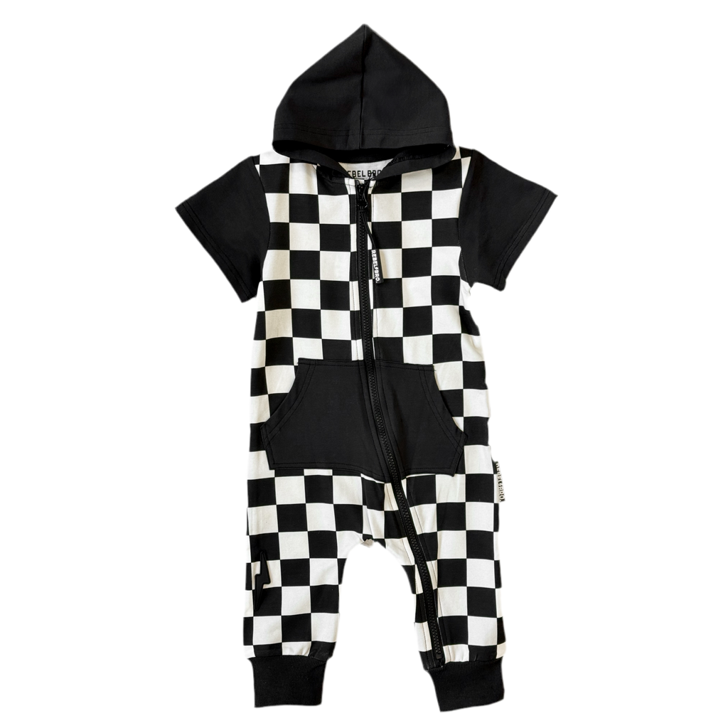 Rebel Bro Hooded Rebel Short Sleeve Romper - Venice