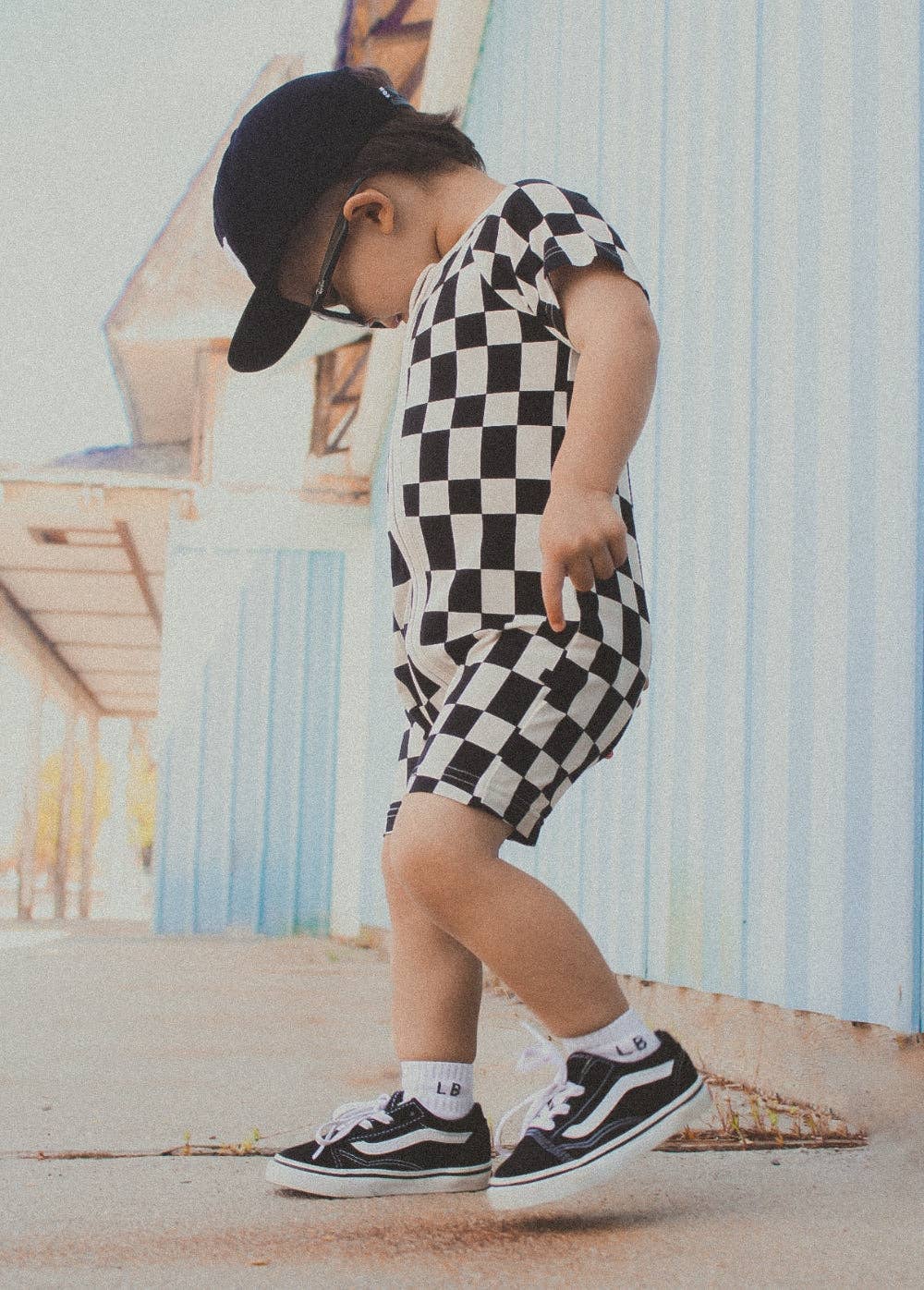 Little Trouble - Checker Shorties Black