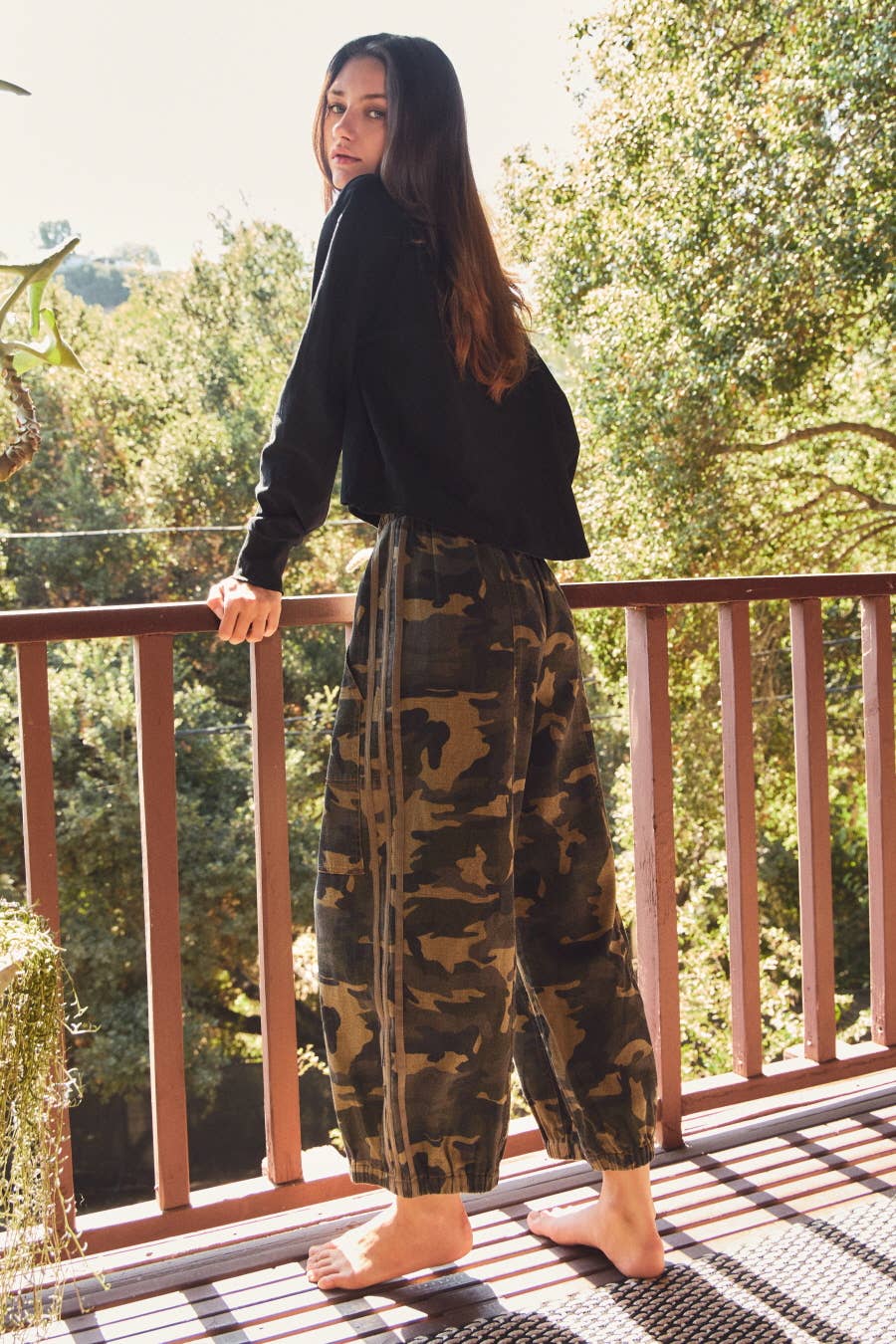 Women's Drawstring Pants - Washed Camo