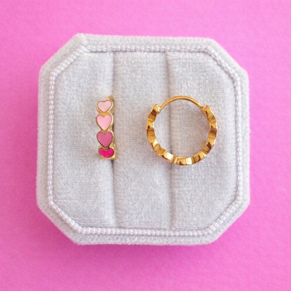 Desert Peach - Pink Ombre Heart Chunky Huggie Hoops