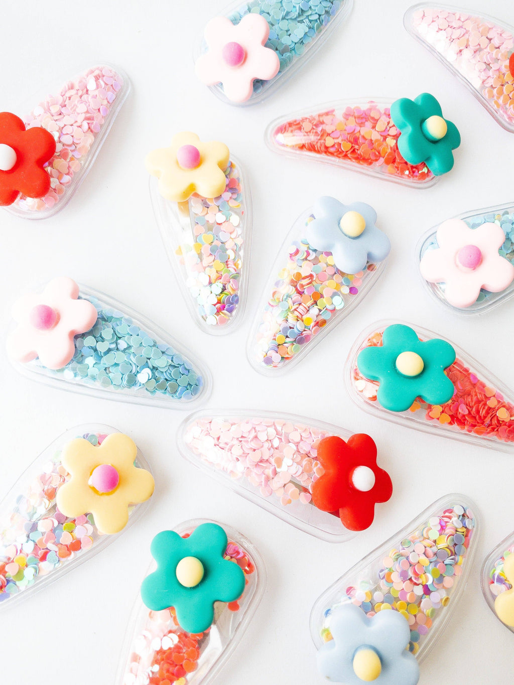 Eggy Cakes - Flower Confetti Shaker Hair Clips