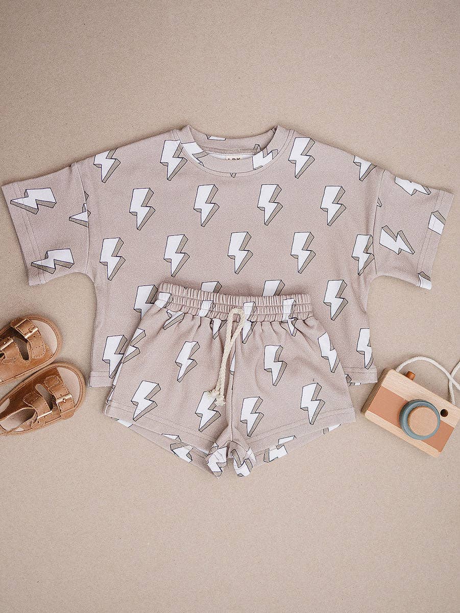 Lucky Panda Kids Shorts Set - Electric Beige