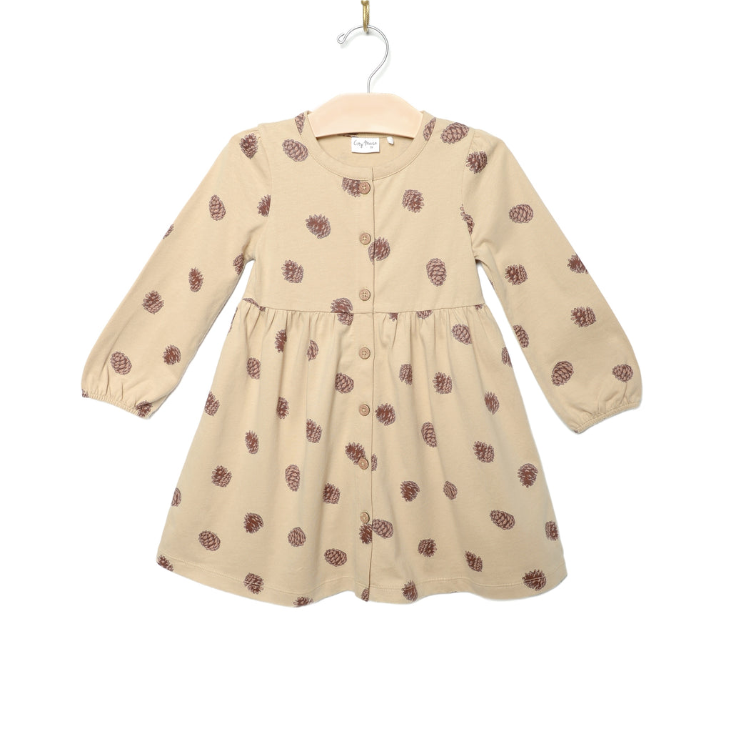City Mouse Button Down Dress - Pinecones (Final Sale)