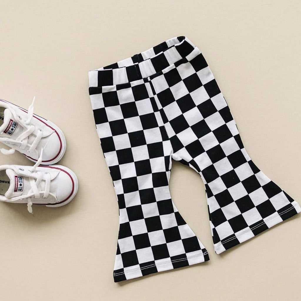 Lucky Panda Kids Checkered Flare Pants