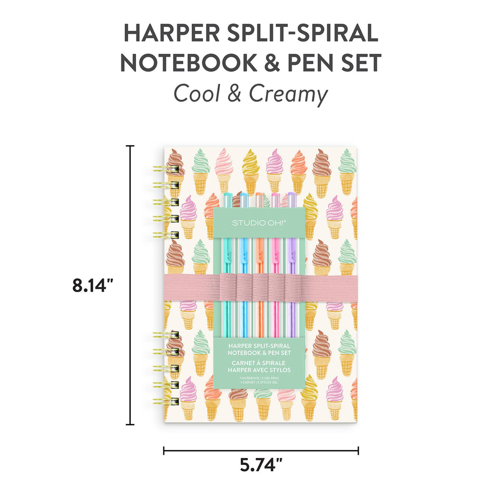 Studio Oh! - Cool & Creamy Harper Split-Spiral Notebook & Pen Set