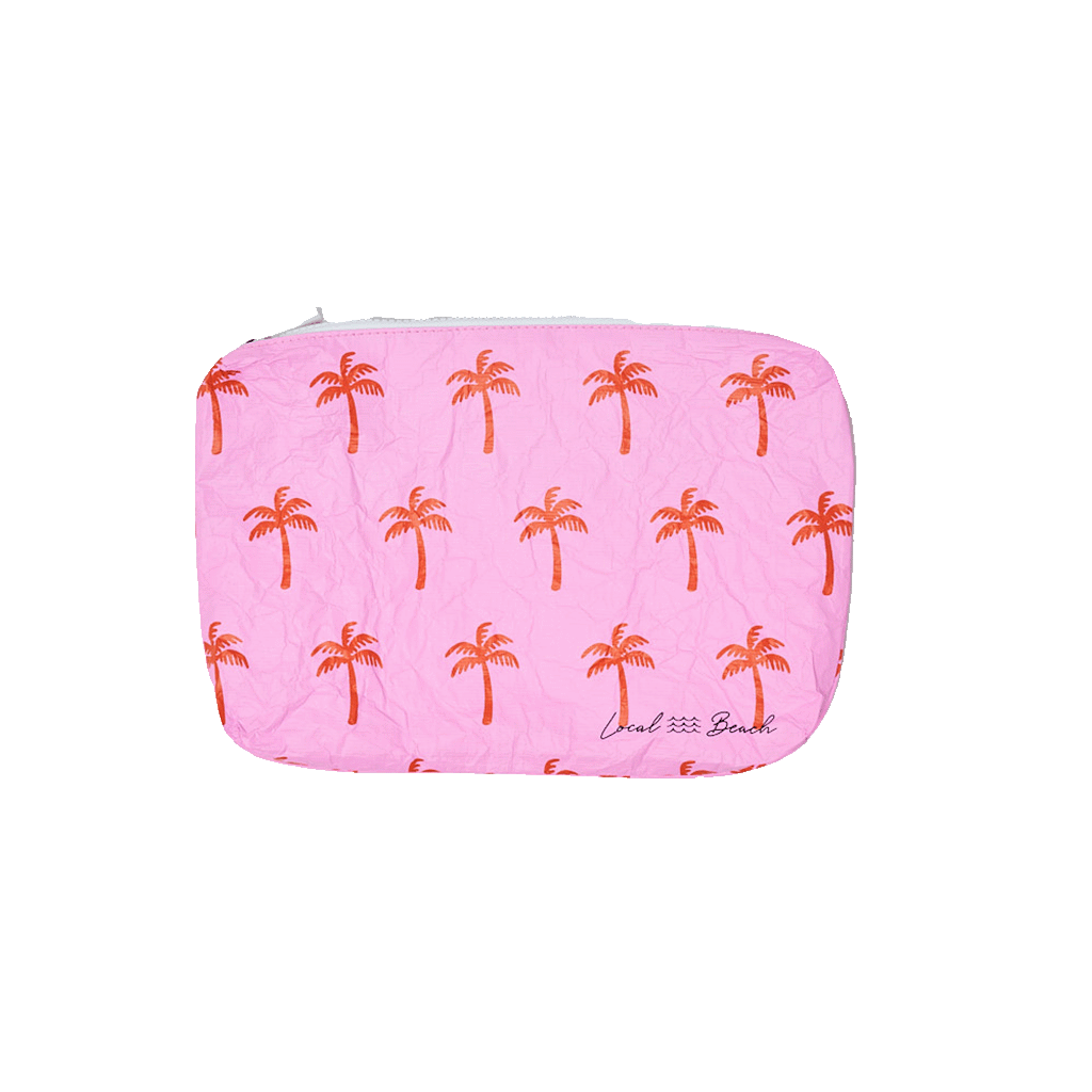 Local Beach Water Resistant Pouch - Pink Neon Palms
