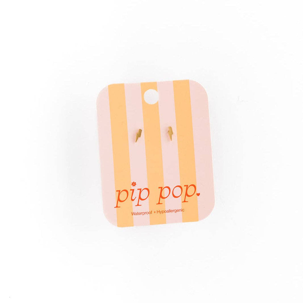 Pip Pop Post - Bolt Stud Earrings - Gold