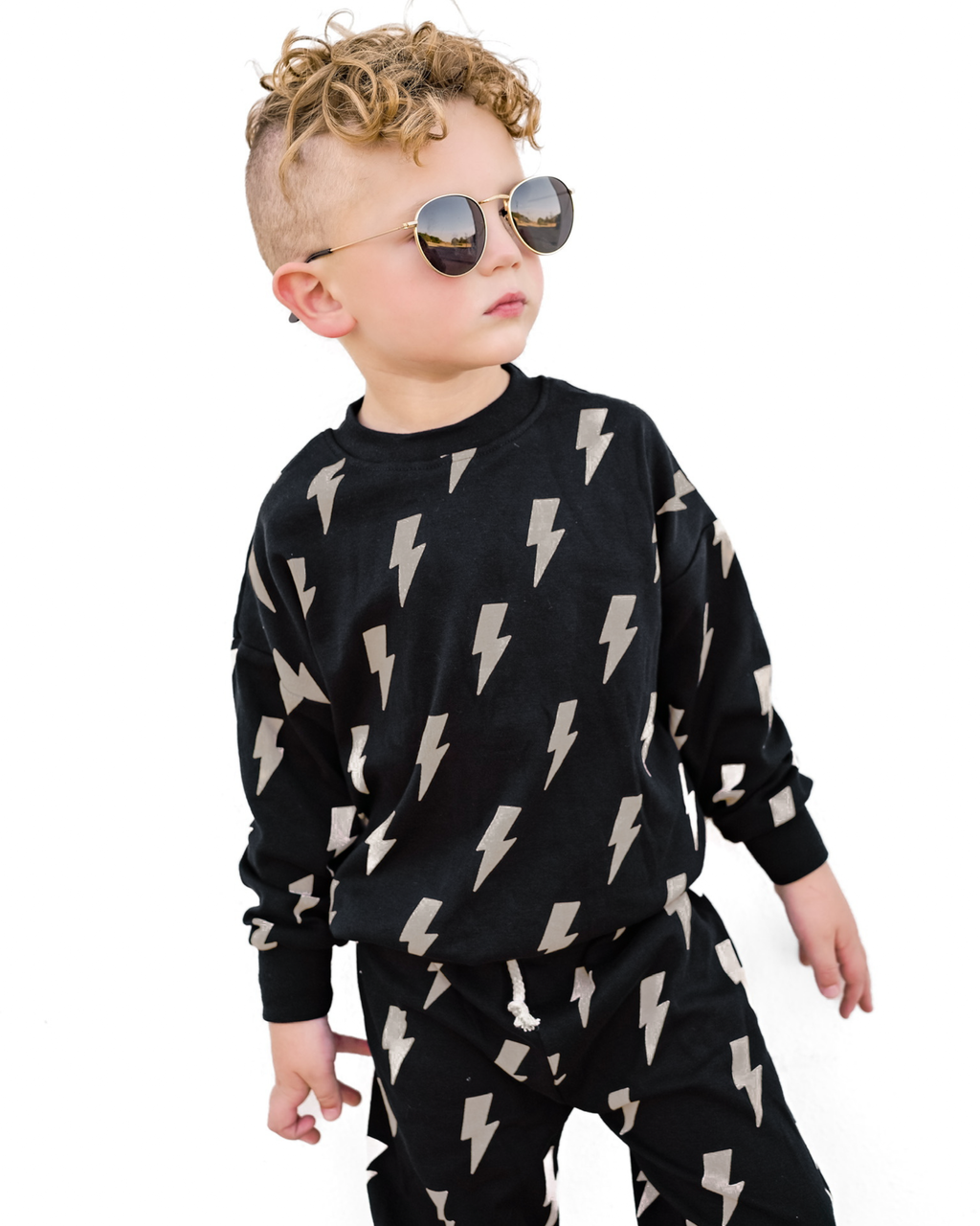Lucky Panda Kids Jogger Set - Black Bolts