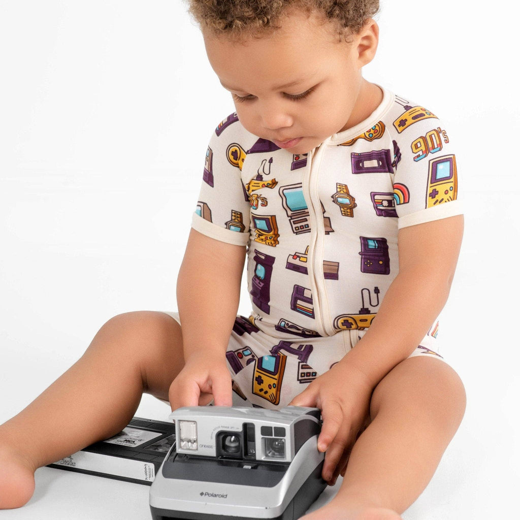Jammie Session Bamboo Short Romper - 90's Retro
