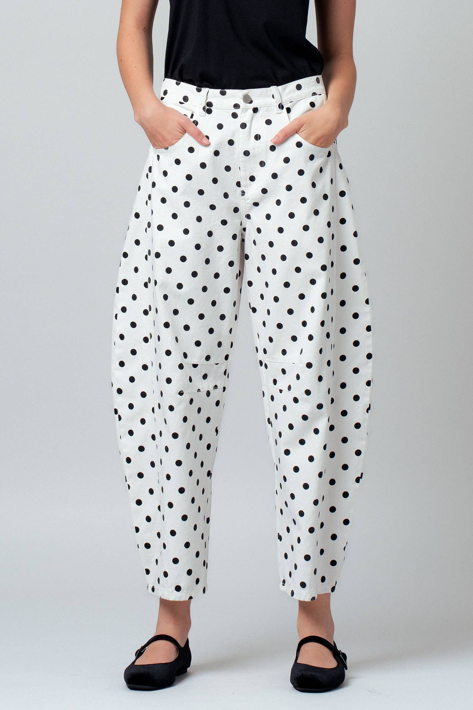 Women's Barrel Leg Jeans - Polka Dot