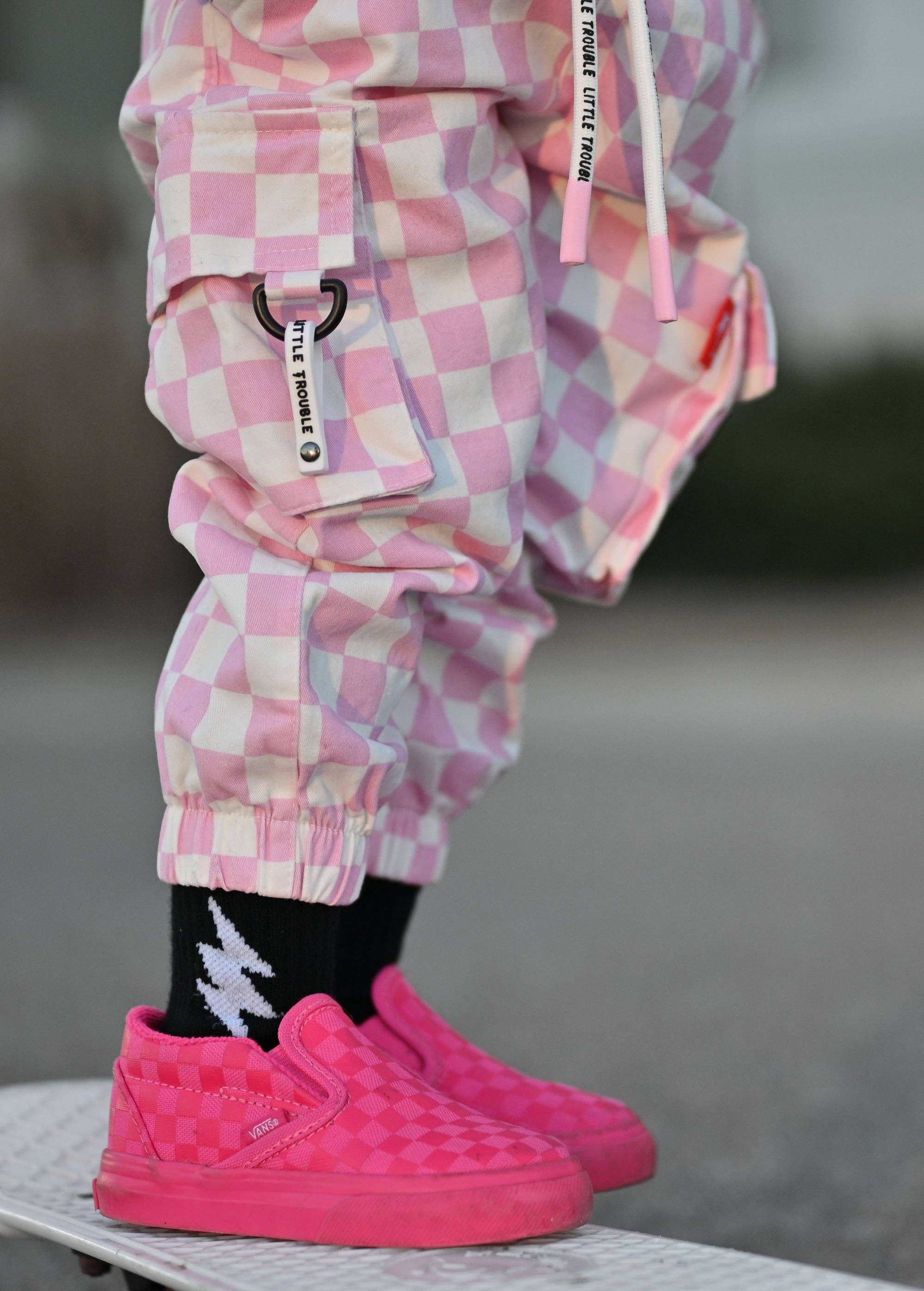 Little Trouble - Pink Checker Cargos