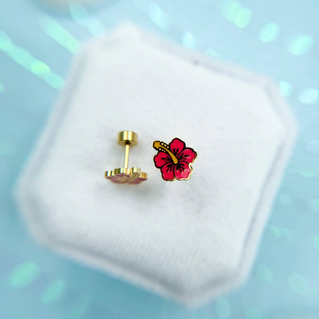 Desert Peach - Hibiscus Stud Earrings