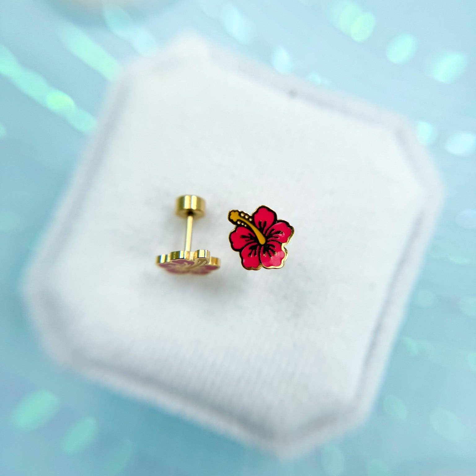 Desert Peach - Hibiscus Stud Earrings