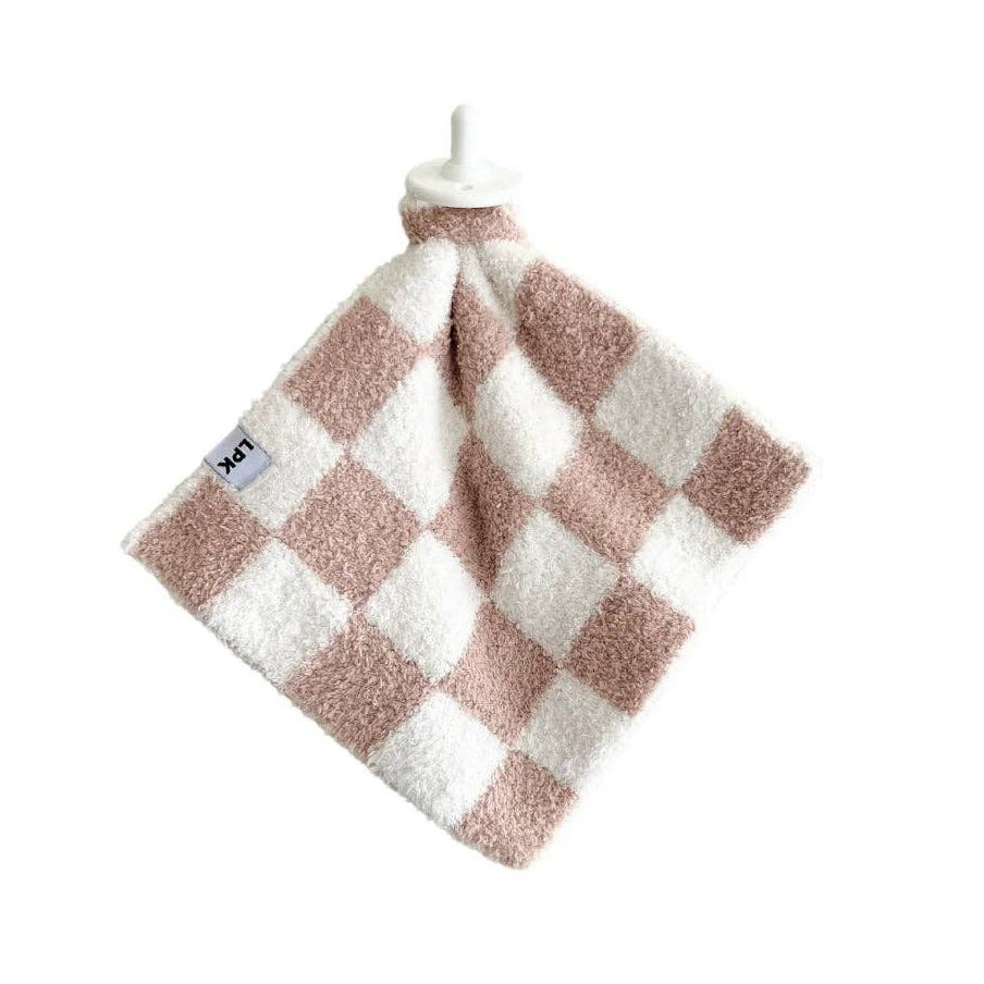 Lucky Panda Kids Lovey - Checkered Plush Latte