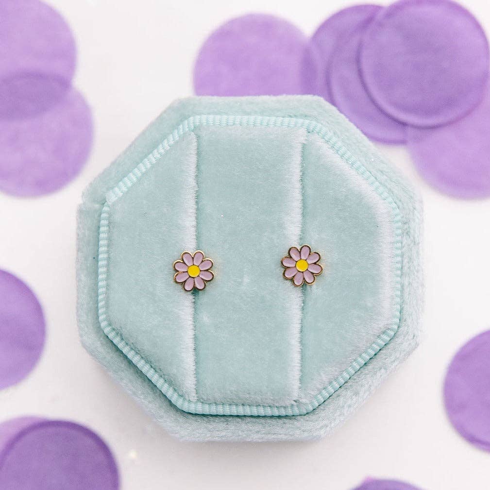 Desert Peach - Purple Daisy Stud Earrings