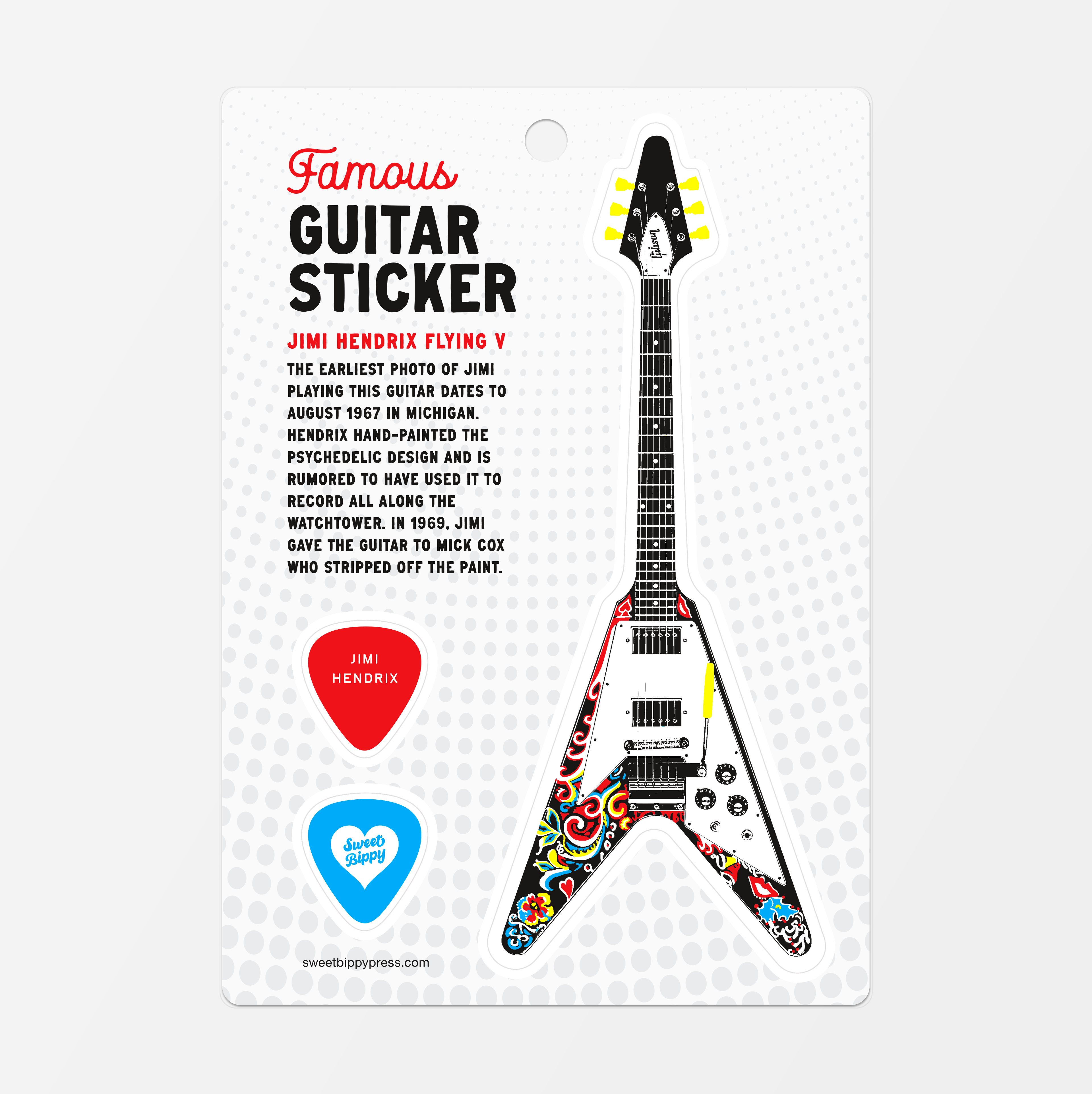 Sweet Bippy Press - Guitar Sticker Sheet - Hendrix