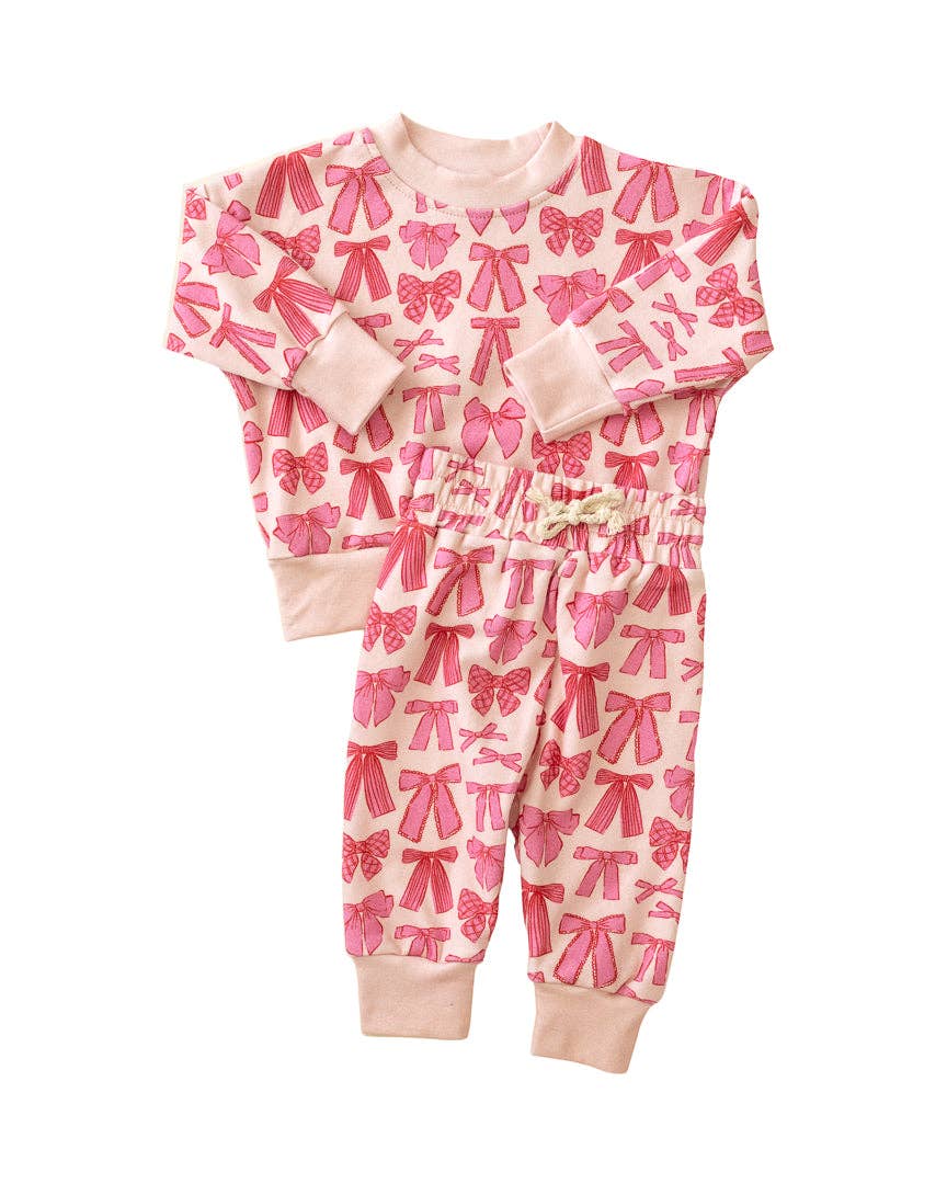 Lucky Panda Kids Jogger Set - Whimsy Bows (Final Sale)