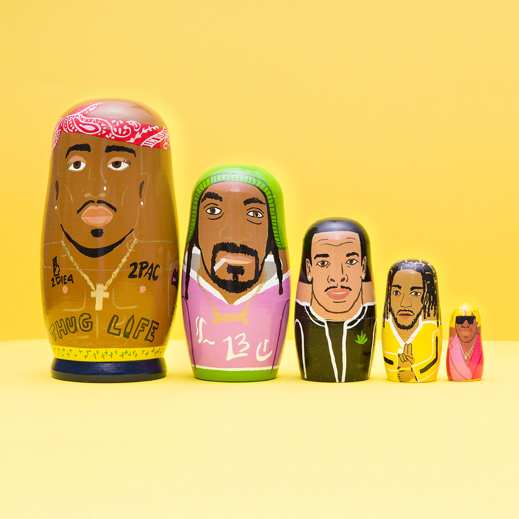 Wooden Nesting Doll Sets - West Coast Rappers