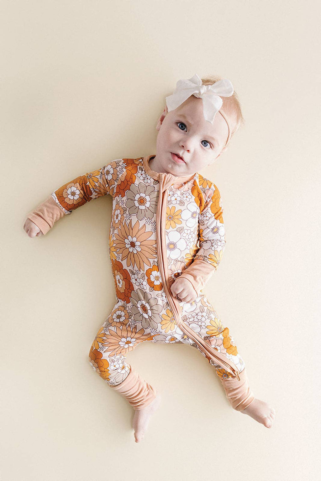 Lucky Panda Kids Bamboo Zip Romper - Petal Pop