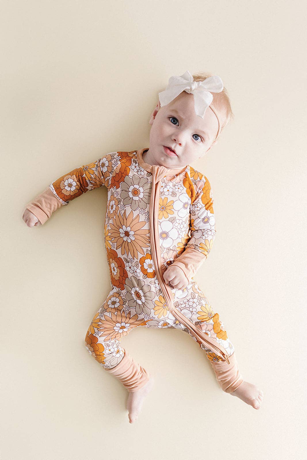 Lucky Panda Kids Bamboo Zip Romper - Petal Pop