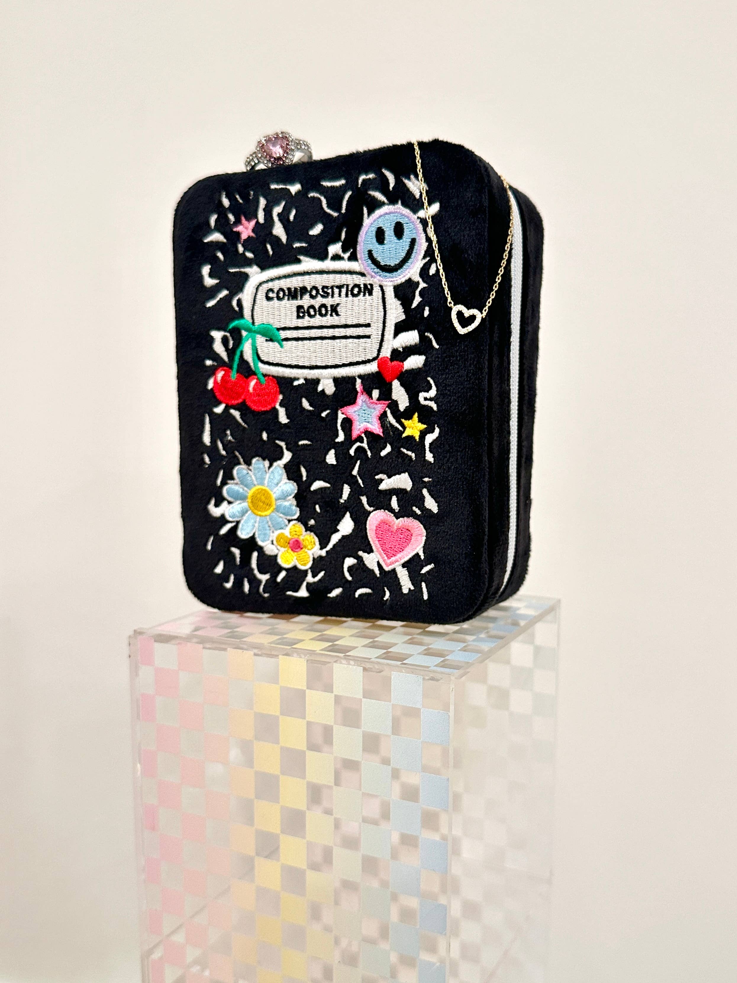 Living Royal Velvet Jewelry Zip Case - Composition Book