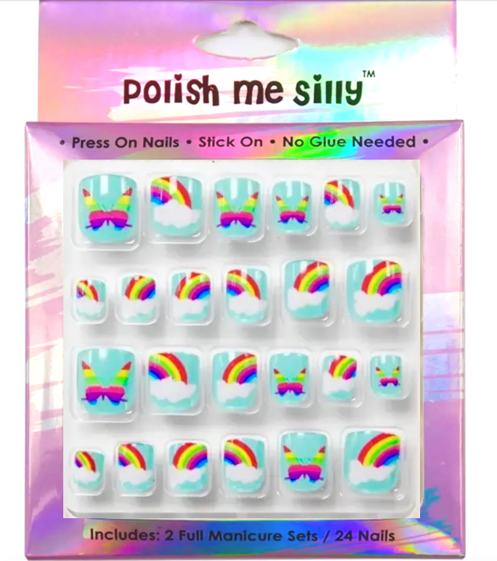Polish Me Silly Press On Nails - Butterfly Rainbow
