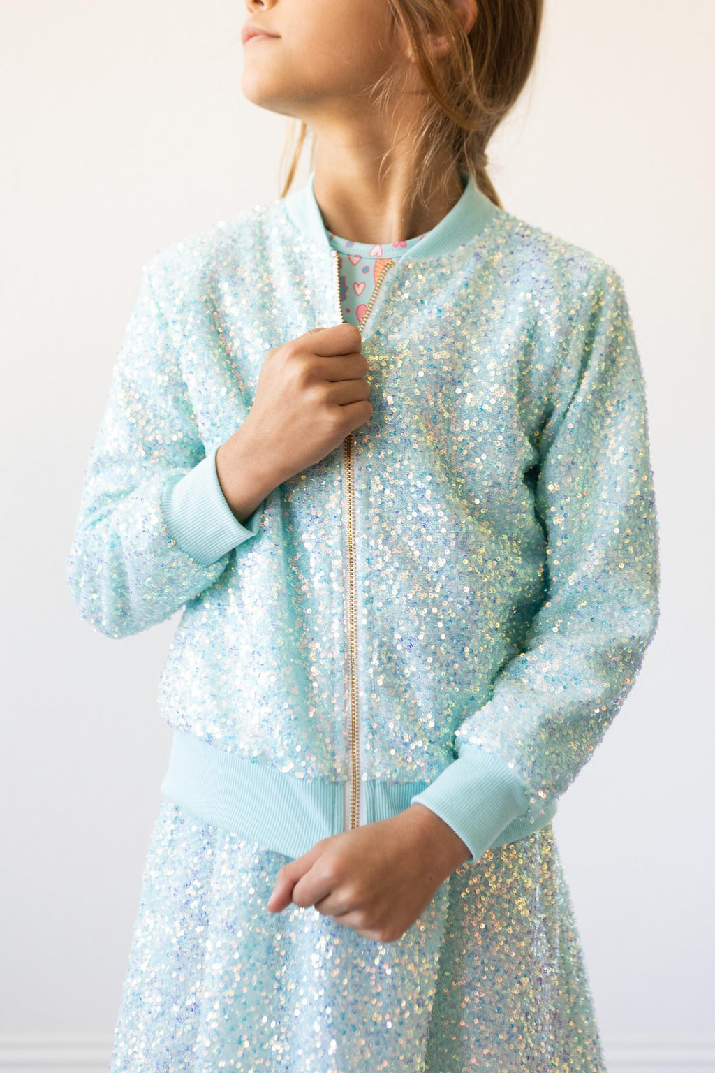 Mila & Rose Sequin Jacket - Aqua