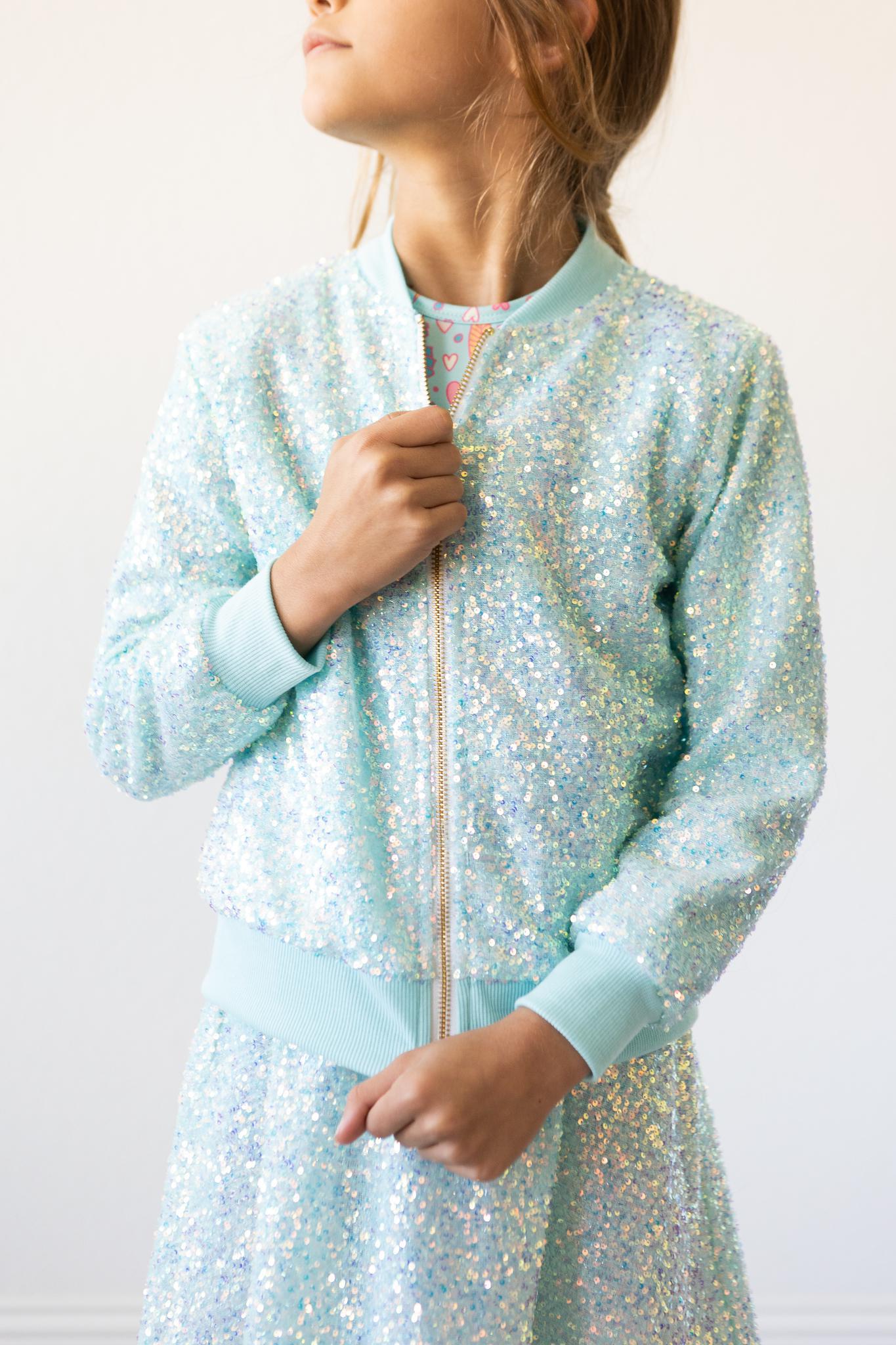 Mila & Rose Sequin Jacket - Aqua