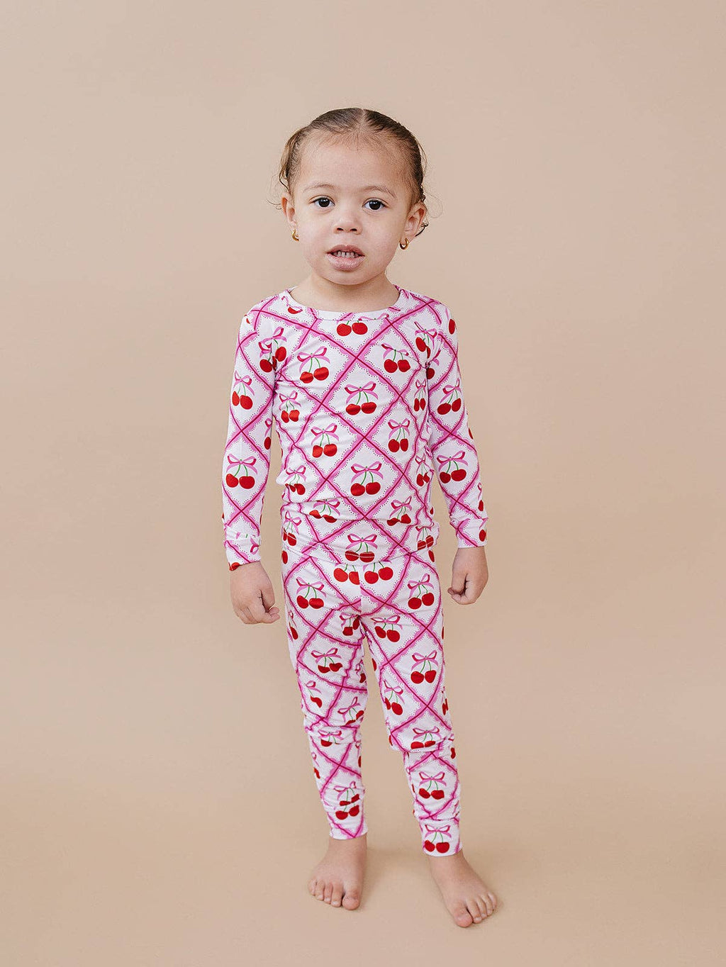 Lucky Panda Kids Bamboo PJs - Cherry Bow
