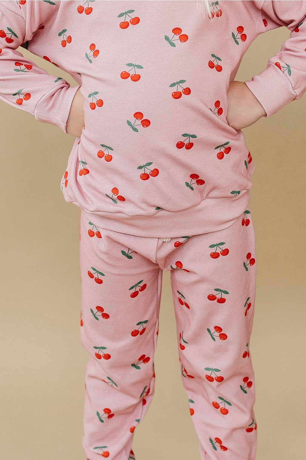 Lucky Panda Kids Jogger Set - Blush Cherry