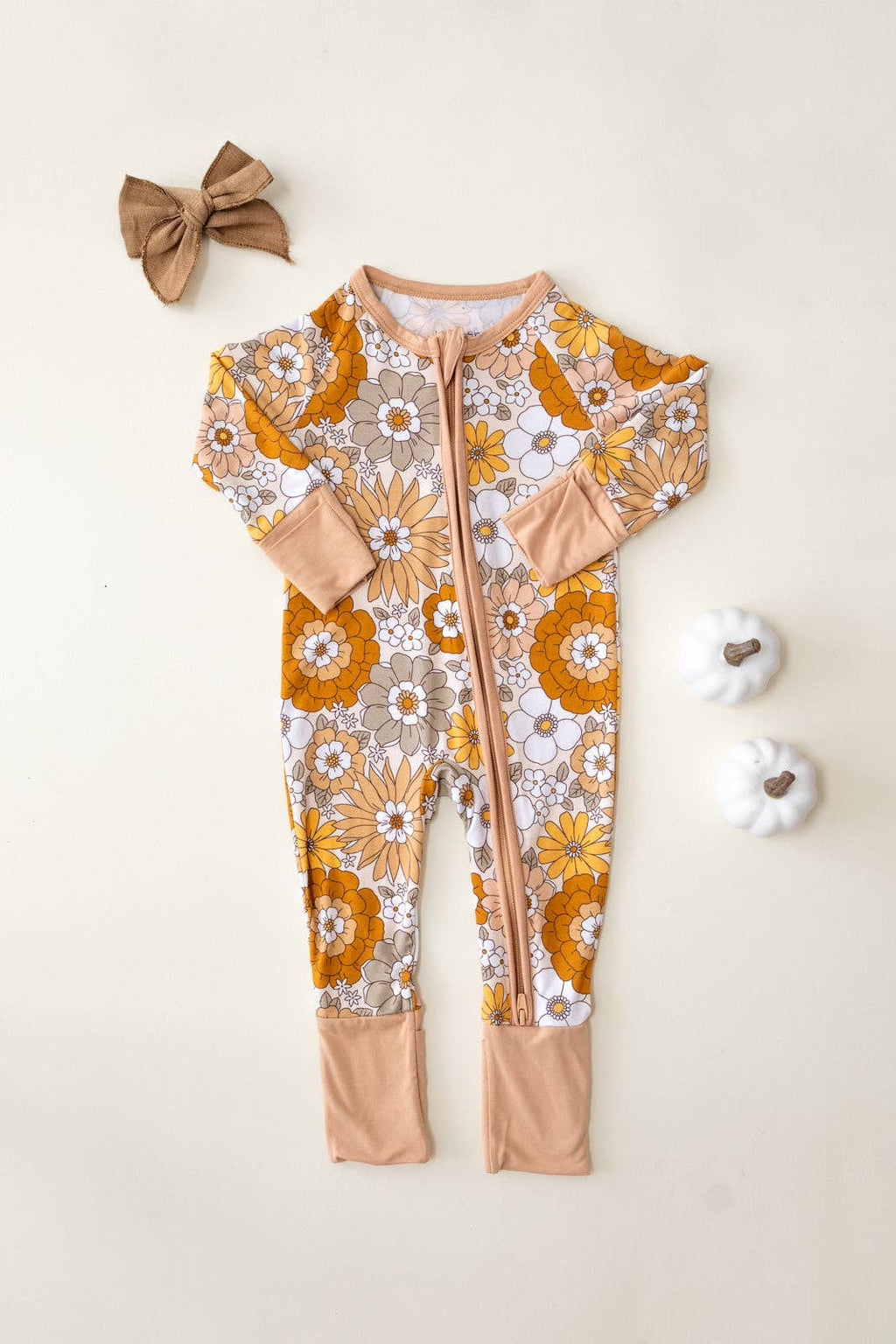 Lucky Panda Kids Bamboo Zip Romper - Petal Pop