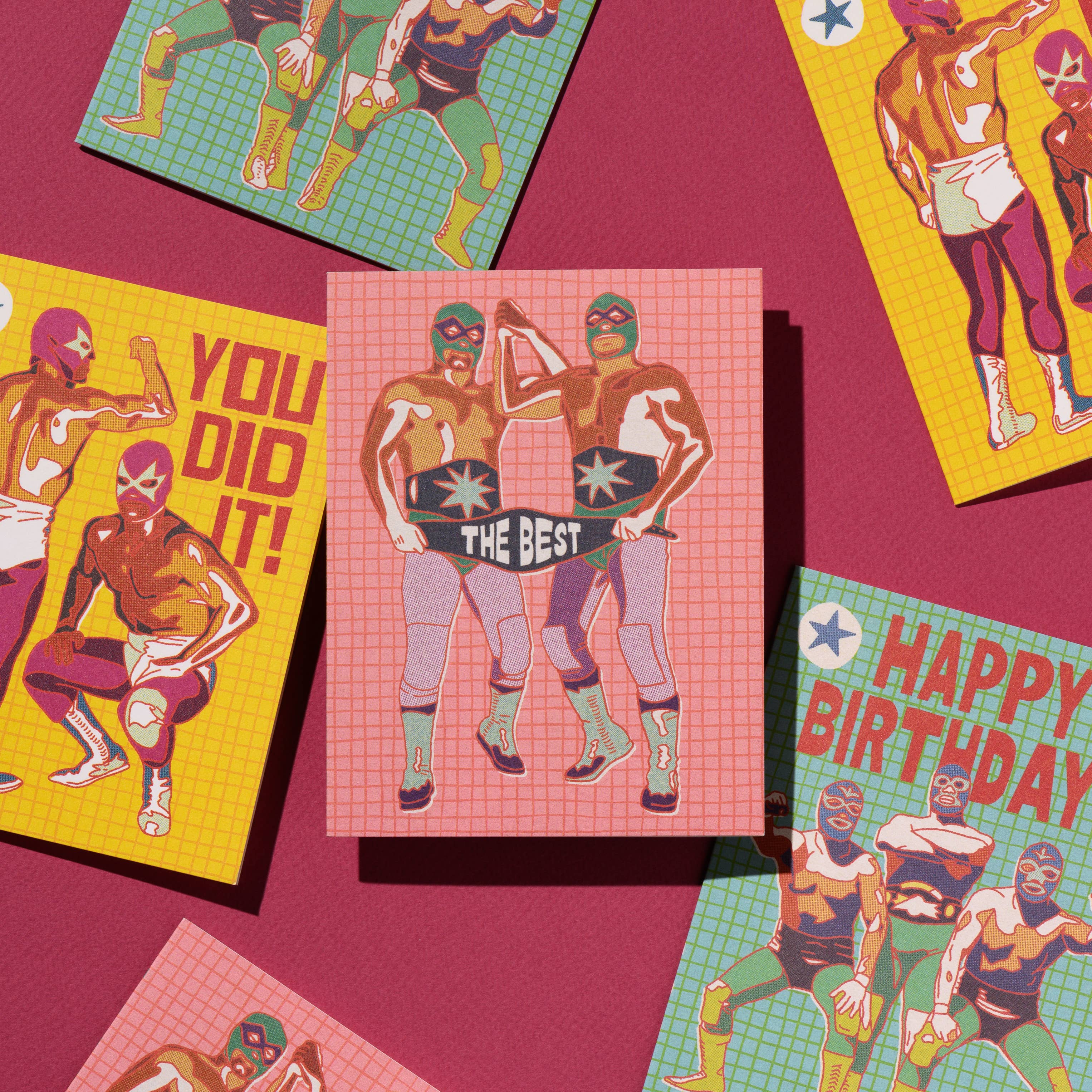 Red Cap Cards Greeting Card - The Best Luchador