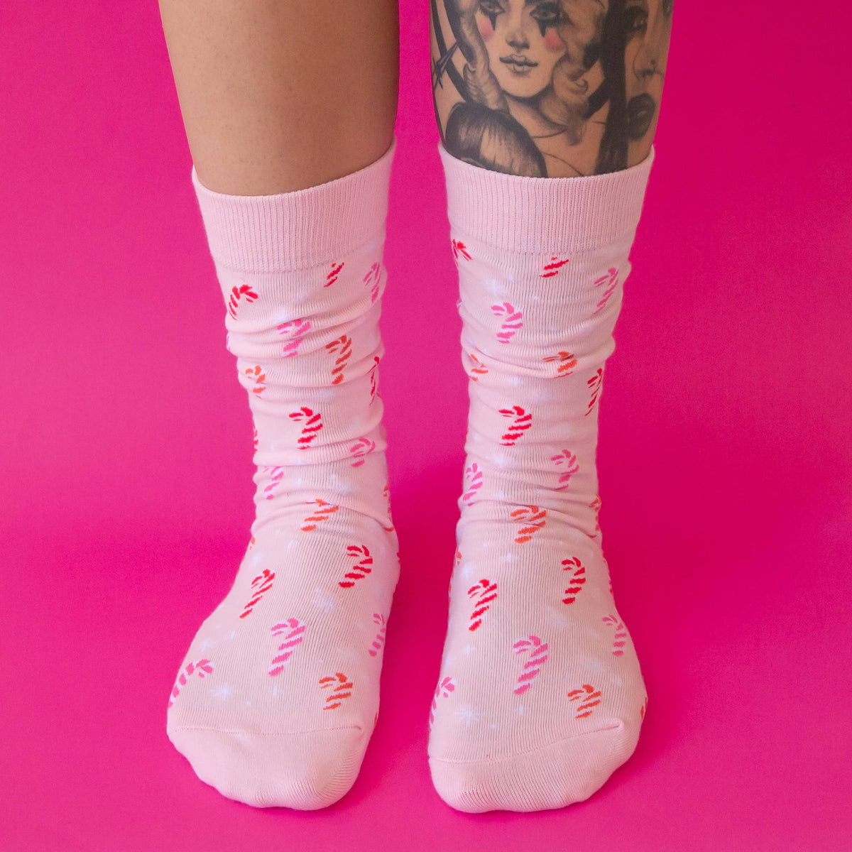Sunshine Studios - Holiday Candy Cane Crew Socks