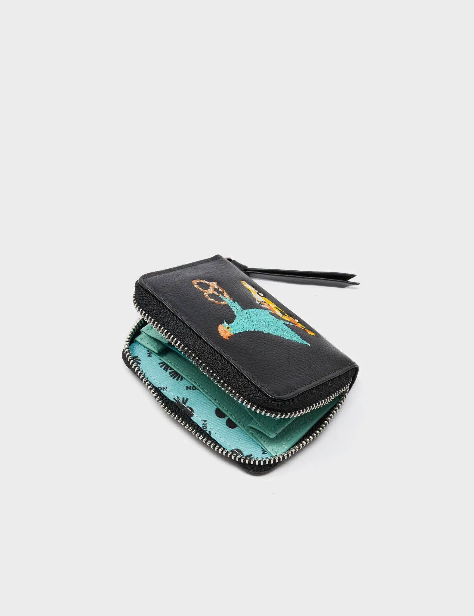 Min & Mon - Frodo Black Leather Zip Around Wallet - Pigeonista Design