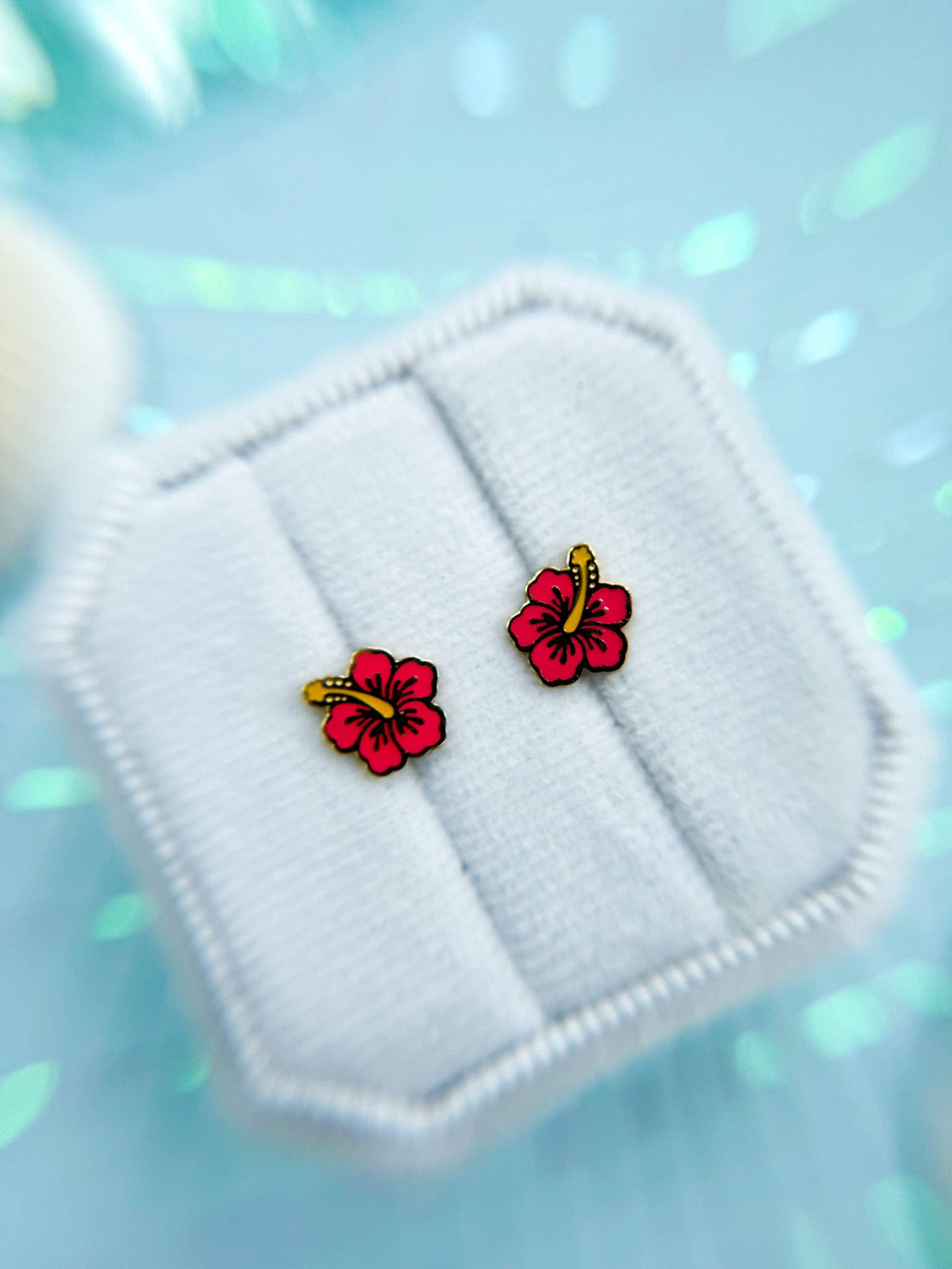 Desert Peach - Hibiscus Stud Earrings