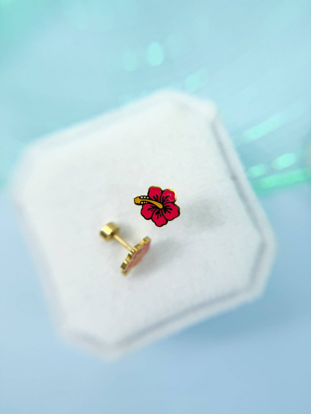 Desert Peach - Hibiscus Stud Earrings